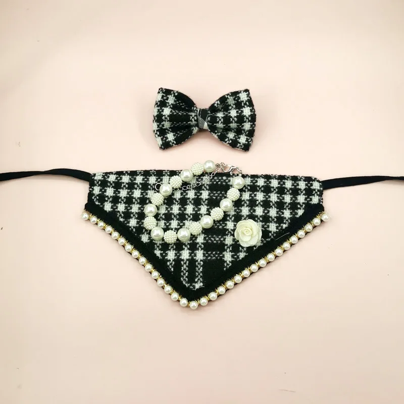Pet Clothing Accessories Princess Style Dog Bow Hairpin Set Stylish Luxury Dog Bib And Necklace Pet Bandana