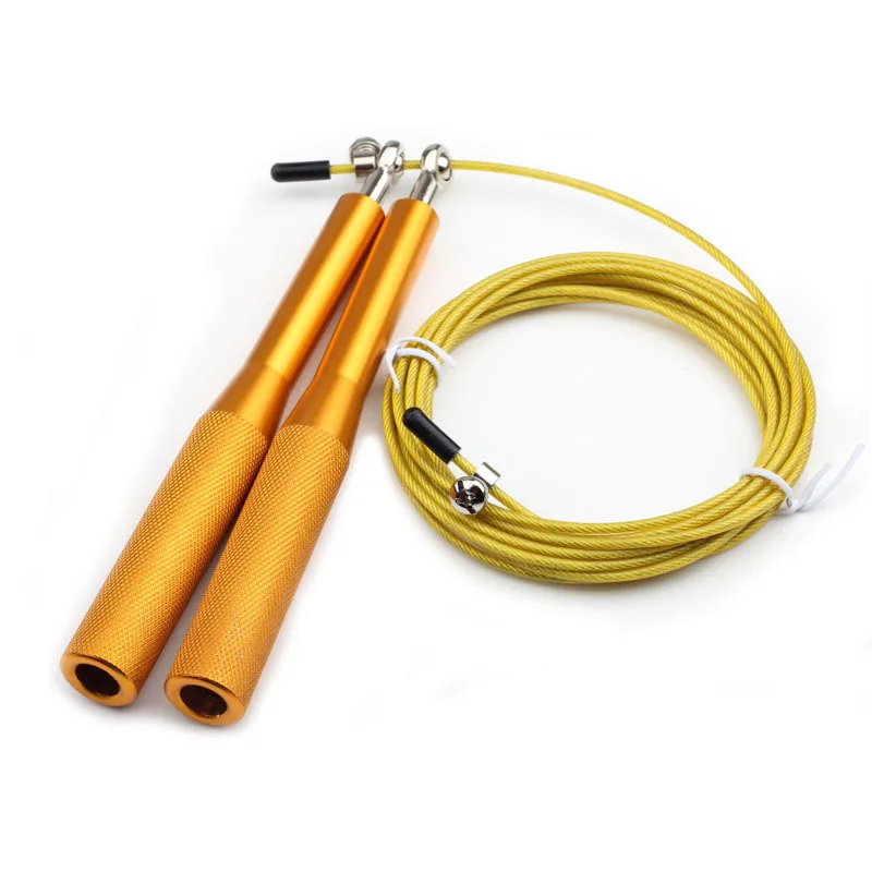 Custom Logo Free Adjustable Fitness Metal Aluminium Bearing New Speed Yellow PVC Skipping Jump Rope