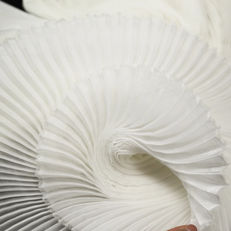 Pleated Mesh Fabric Design DIY Shape Handmade Fashion Designer Material Stage Background Fabrics