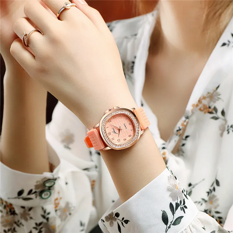 1187  Fashion Ladies Leather Watches popular europe Women Silicone Square Quartz Watch Thin Casual Watch Relogio Feminino