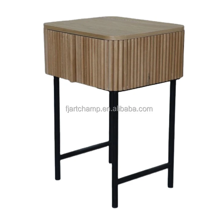 wood fluted brown veneer modern luxury round wooden center coffee tables