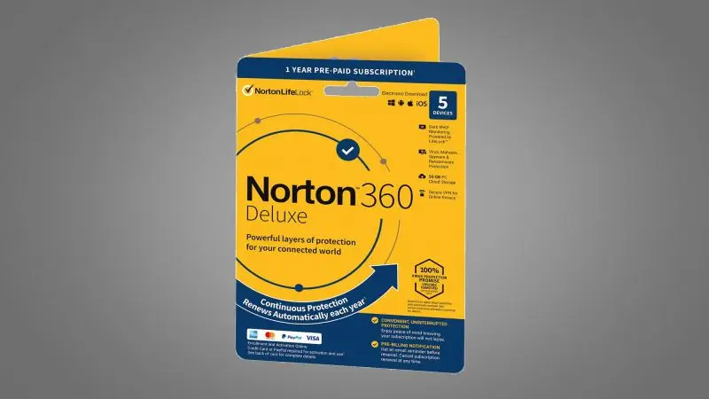 Norton 360 Deluxe 1 year 1 user computer software email delivery antivirus
