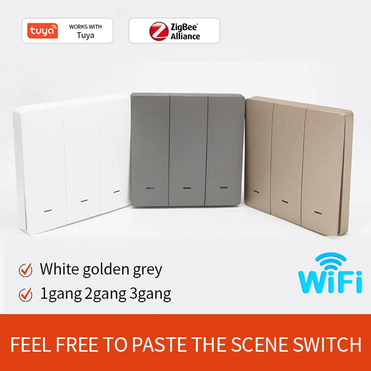  Умный беспроводной дистанционный кнопочный переключатель Tuya Smart life Zigbee сцена на 1/2/3 клавиши стандарт ЕС 9 сцен домашняя