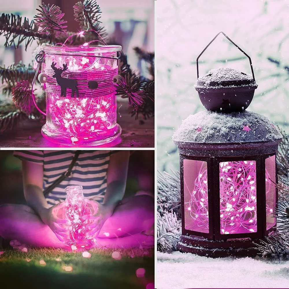 Прямая продажа с фабрики светодиодные гирлянды на батарейках пульт дистанционного управления фея с пересекающимися мигающими звездами медный провод Открытый Свадебная вечеринка Рождественская 10m Розовый