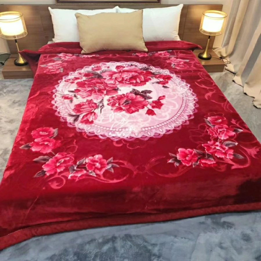 Customizable Raschel Mink Blanket Soft Cozy Winter American-Style Multi-Size Queen Baby Solid Pattern Portable for Sleep China