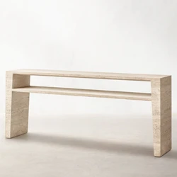Popular Design Light Beige Travertine Rectangle Stone Console Table For Sitting Room Dining Room