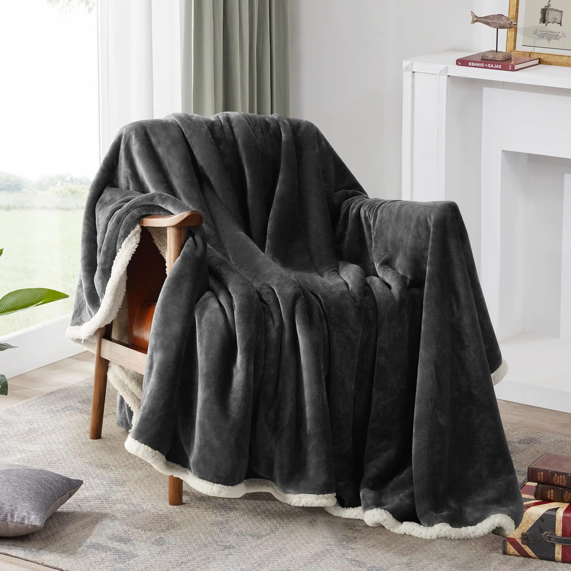 Wholesale Super Soft Warm Double Layer  Plush Lamb Wool Throw Blanket Thick Flannel Fleece Sherpa Blankets Full Size for Winter