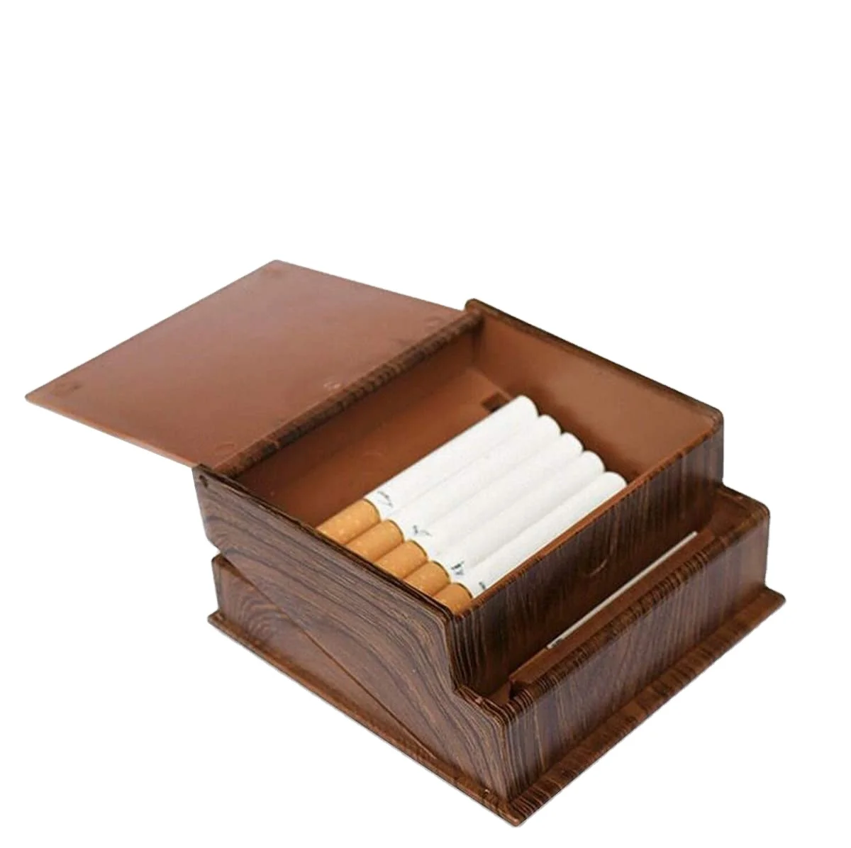 New fashion wooden cigarette box holder 20pcs cigarettes square aluminium wood cigarette case