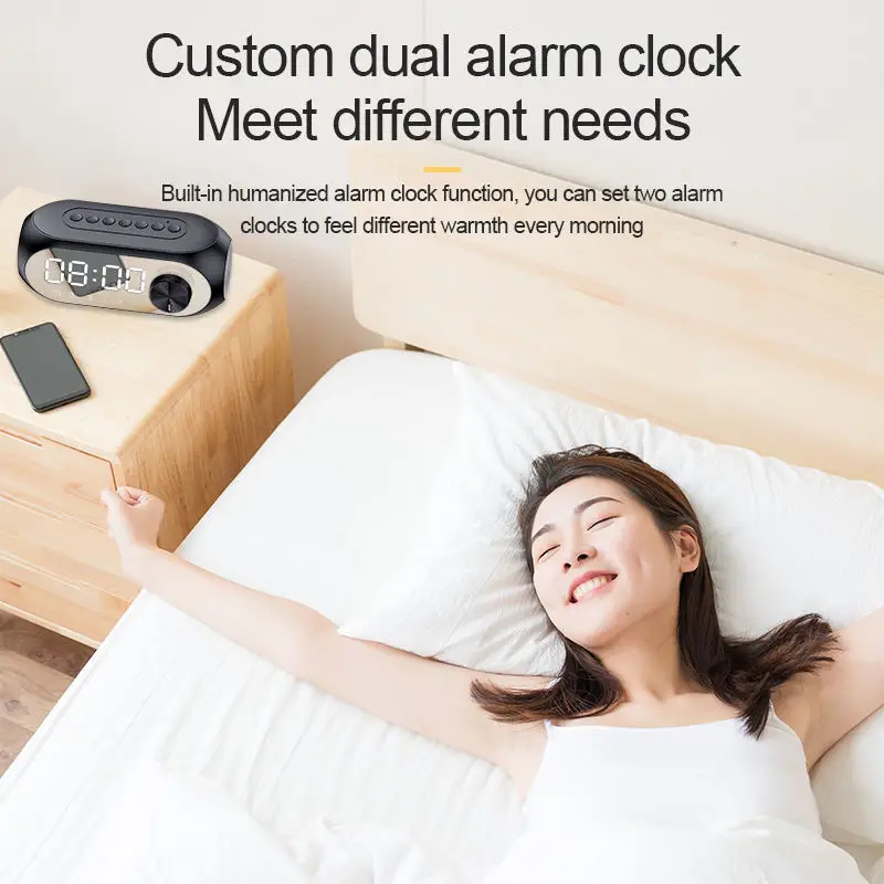 New design Bedroom Table Alarm Clock Colorful Night Light Led Speaker Desktop LED Mirror Display Blue tooth Speakers