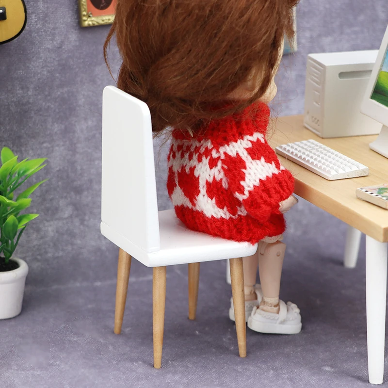 1:12 Wooden Miniature Furniture decoration DOLLHOUSE miniature scene chair model OB11 chair