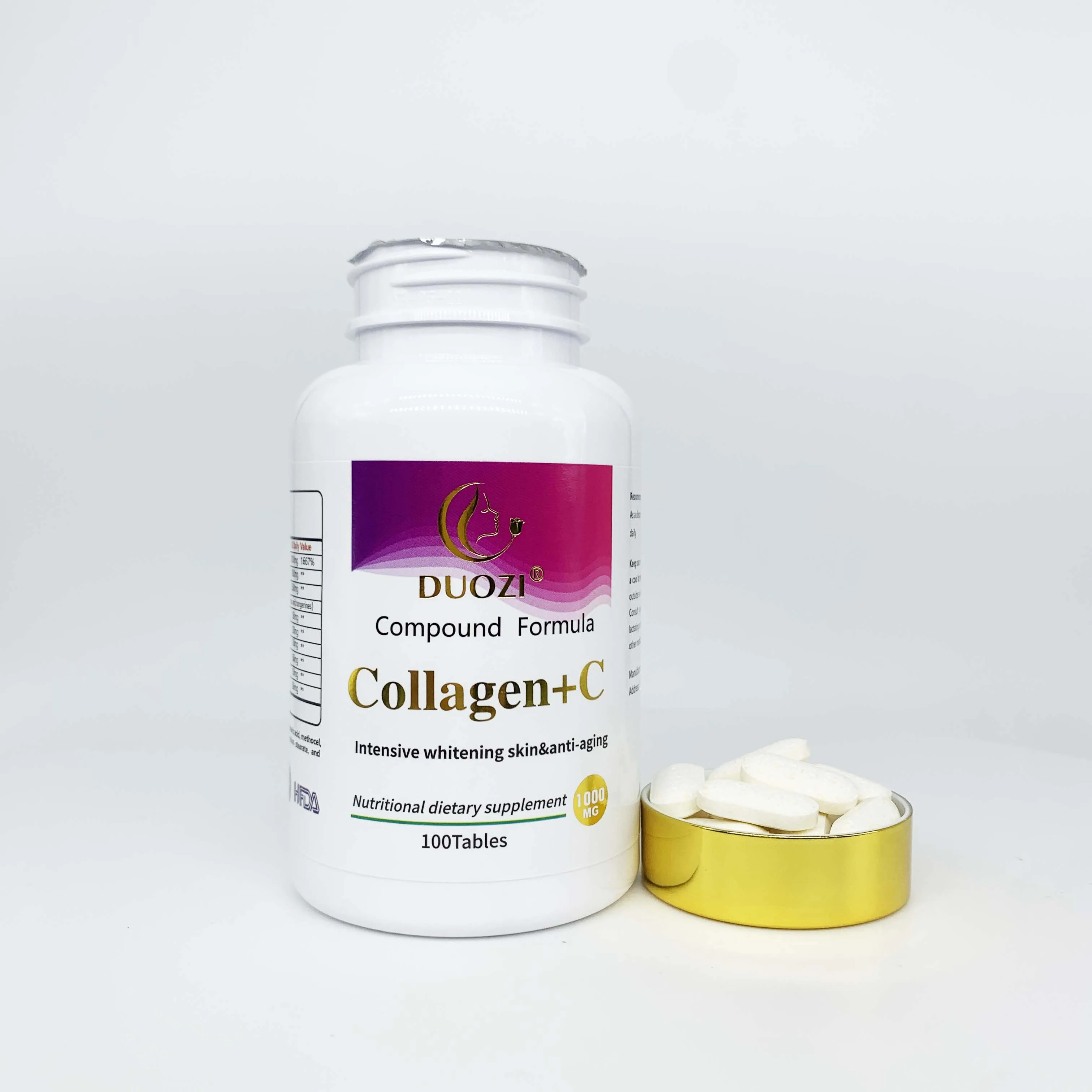 OEM Skin Whitening Brightening Compound Formula Collagen Vitamin C Tablets Candy Capsules