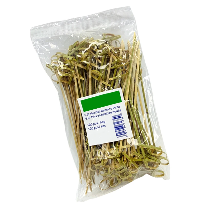 1000 Disposable Skewer Picks Biodegradable Knotted Natural Bamboo