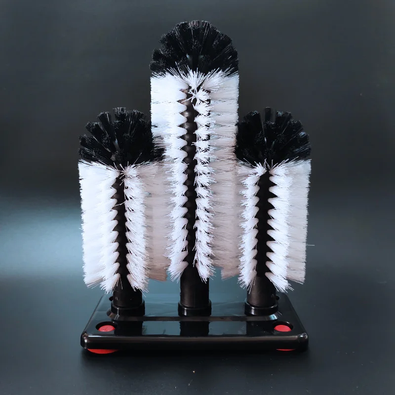 Eco-Friendly 3-Head Soft Bristle Glass Cup Brush Multi-Purpose Multi-Use Cleaning Roller Design Hair Dish Wash Made PP Material