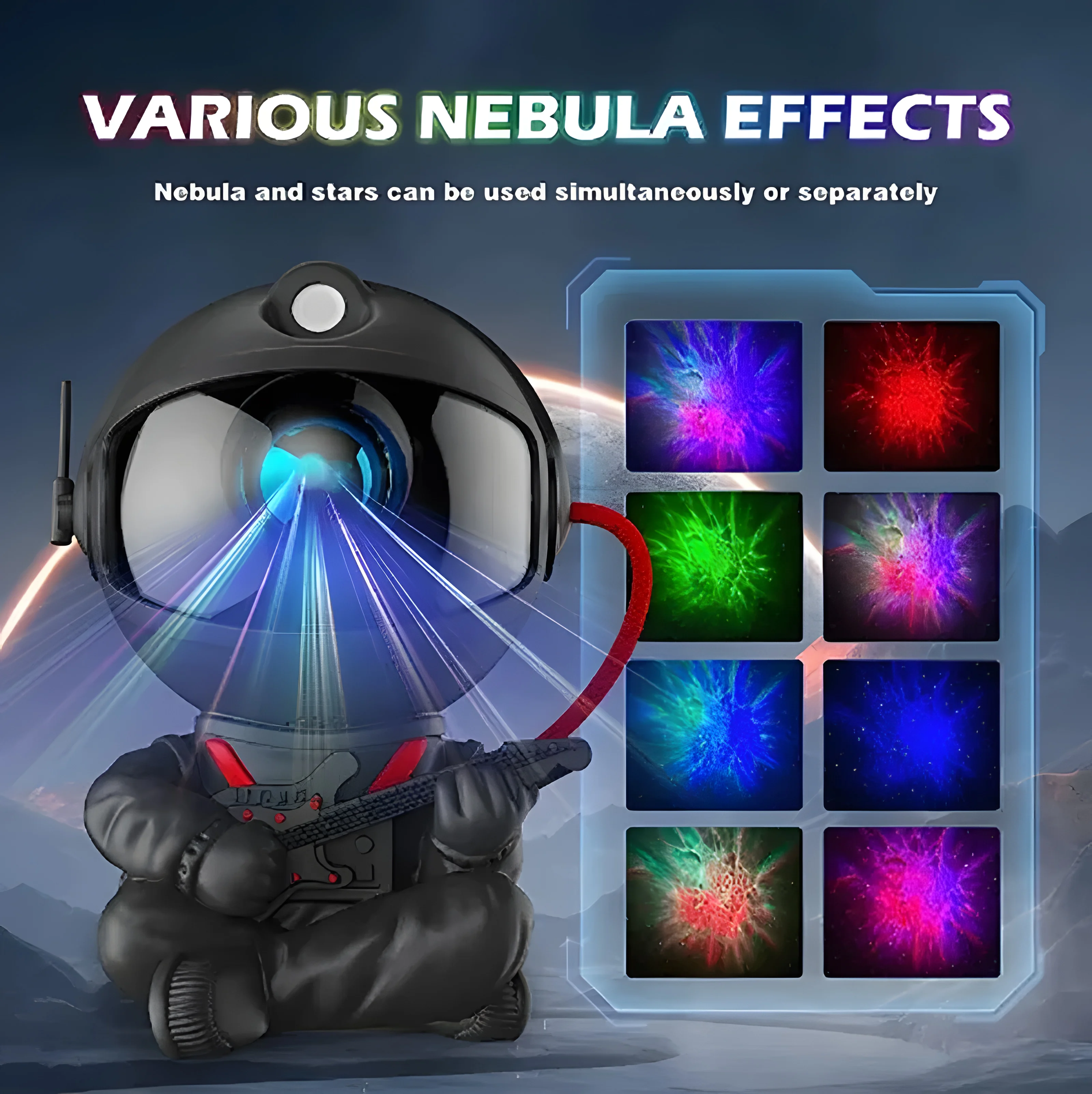 Rotatable LED Night Light Nebula Projector Multicolored Astronaut Space Features Bedroom Ocean Wave Star 60 Projector Room Use