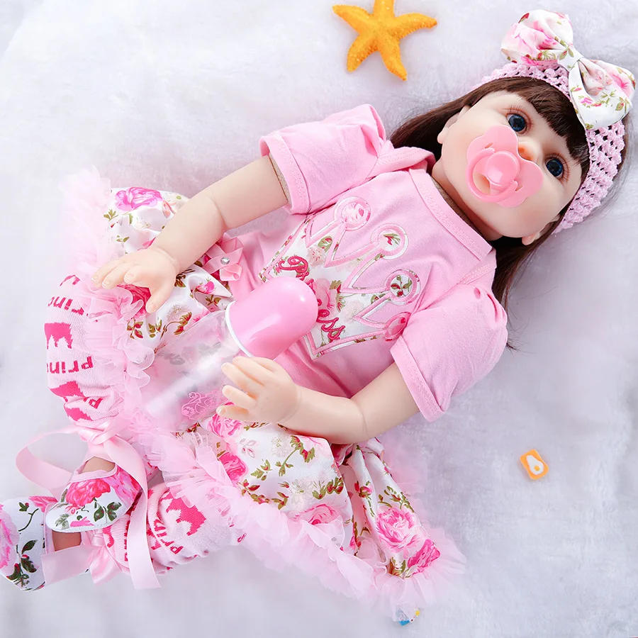 Wholesale Cute Reborn Baby Dolls With Low Price DIY Toys 22Inch Pink Dress Bebe Reborn Newborn Baby