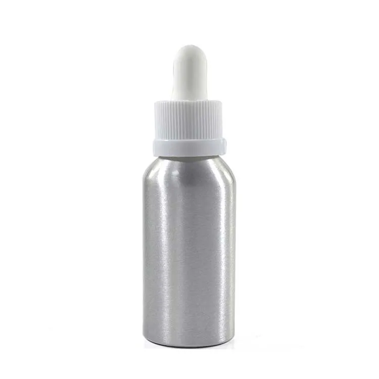 factory RUIPACK OEM RTS 60ml 100ml empty and natural silver aluminum dropper cap bottle for liquid manufacturer/wholesale
