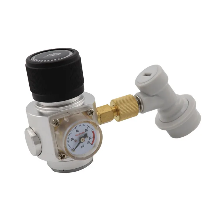 Portable Heavy Duty Mini Co2 Gas Regulator With Corny Keg Gas Ball Lock Disconnect for 16g Cylinder Regulator Homebrew Mini Keg