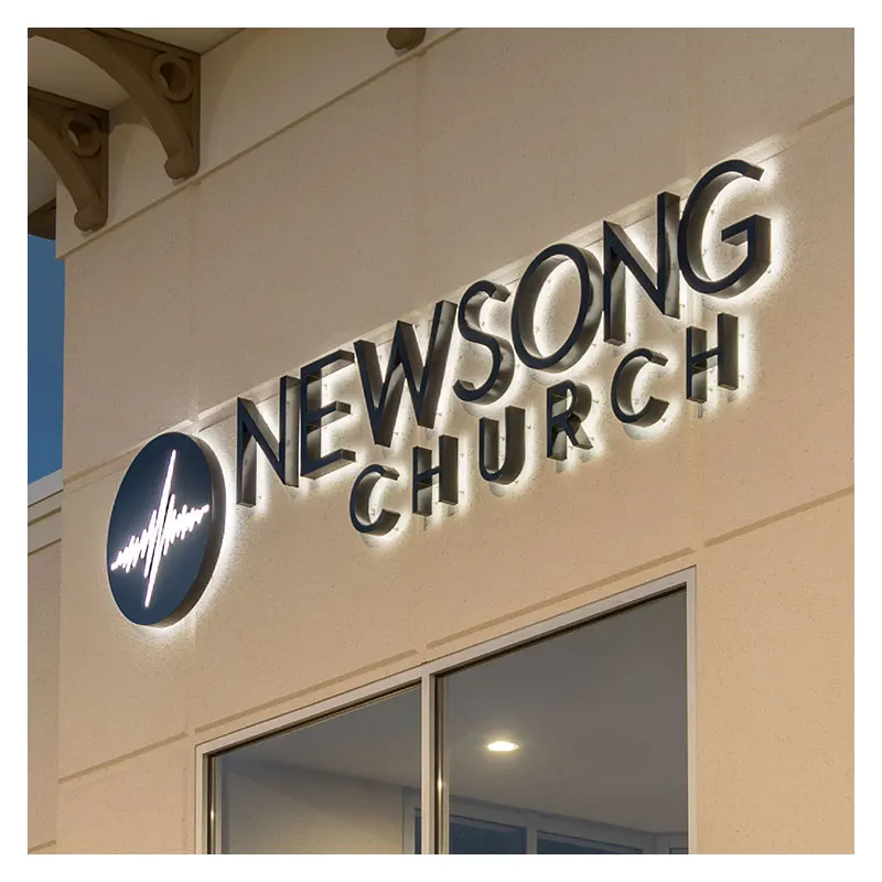 Custom Company brand led Illuminated sign led logo Business Signs Stainless steel 3d led backlit channel Letters signage