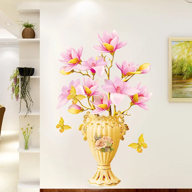 
Chinese Style Flower Vase Wall Stickers on the Wall for Living Room Bedroom Kitchen Home House Decoration Decor Decals 
