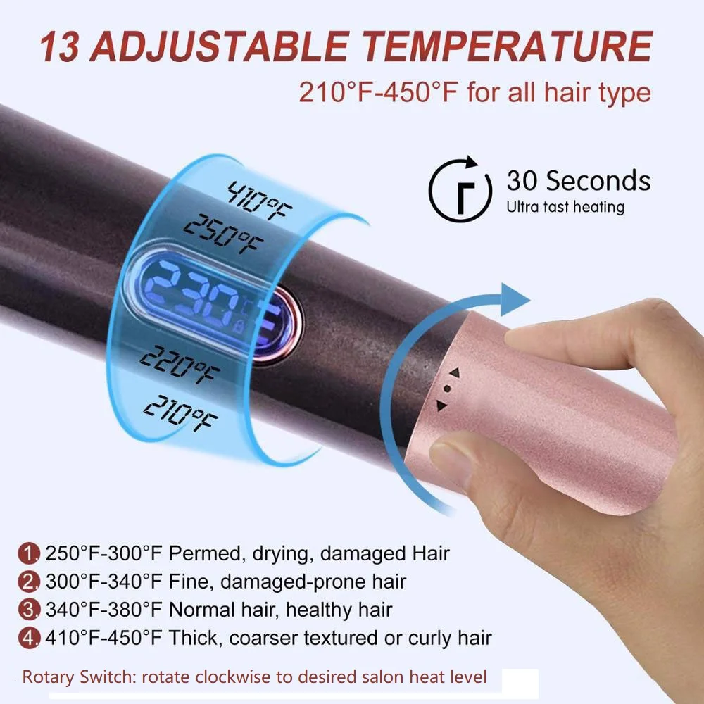 PTC Heater Hair Straightener fast hot Straight & curly 2 in 1 Adjustable 100-230C LCD Temp. Display  Hair Curler