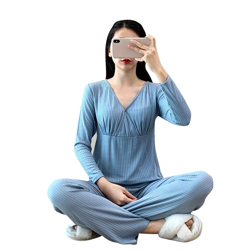 Wholesale Maternity Sleepwear Nursing Nightgown Breastfeeding Pregnant Women Pregnancy Pajamas