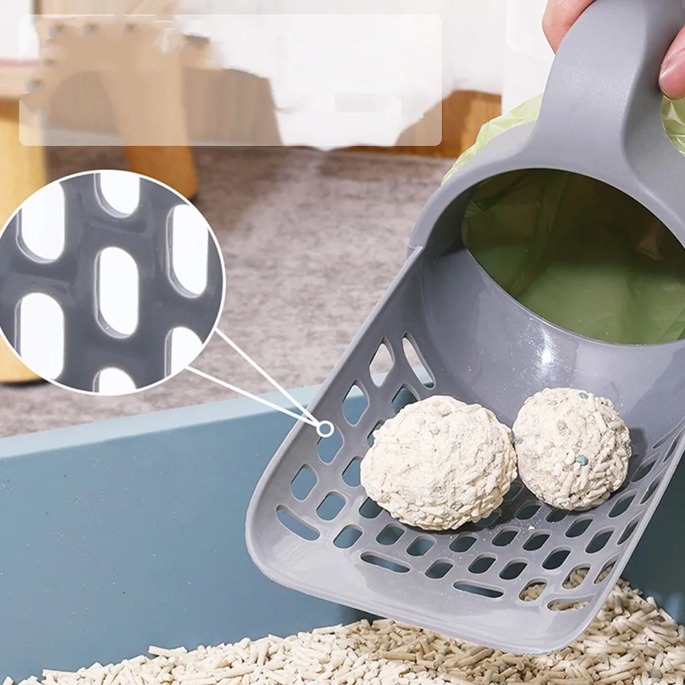 Integrated cat litter shovel, plastic cat litter bin with garbage bag, household cat toilet cat litter shovel