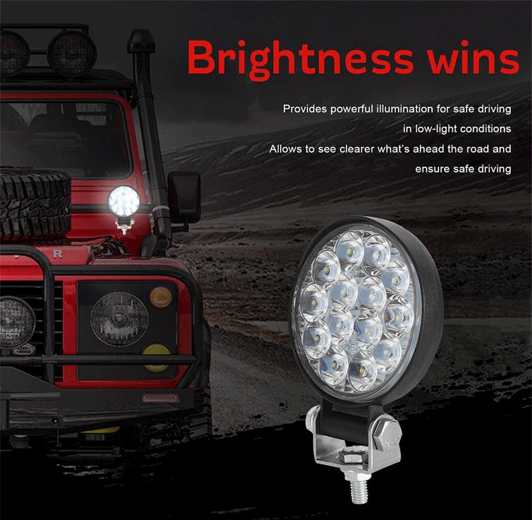 DC12-24V 4 Inch Round 42W Off Road Car LED Work Light Waterproof IP68 Vehicle Spotlight DRL Fog Lamp KD019