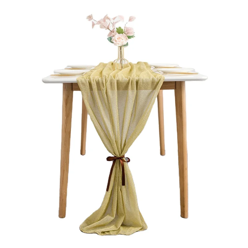 Universal Golden Table Runner With Mult-color Gift OEM  Decorative Style Pattern For Banquet Party Wedding
