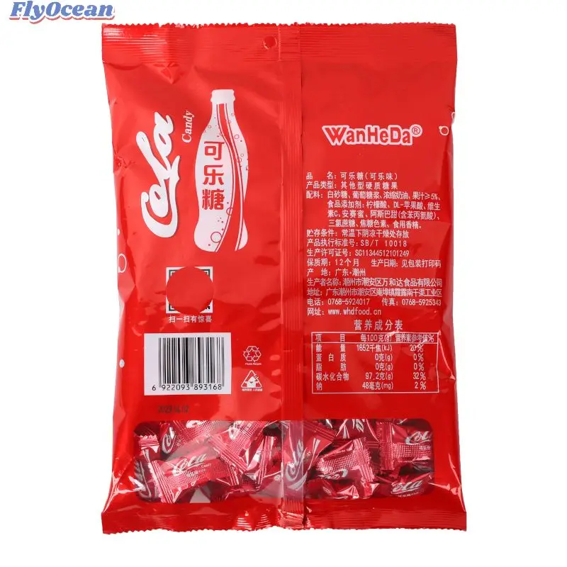 High Quality Wanhe Cola Flavored Soda Hard Candy Exotic Snacks for Kids in Bag Packaging