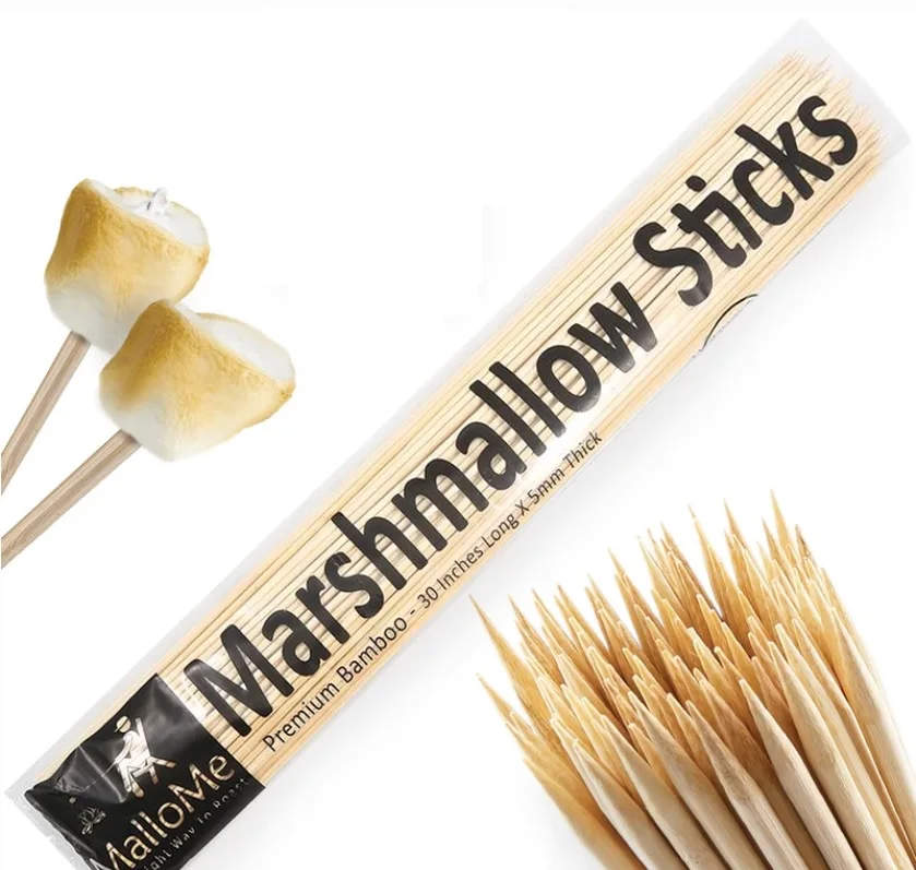 5 mm 6 mm Semi-Pointed Bamboo Candy Sticks 5.25 Inch Bamboo Skewers With Your Logo