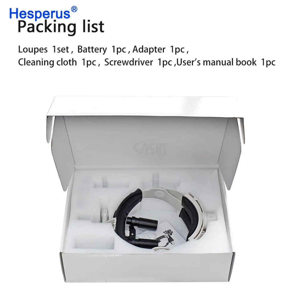 DEASIN 5X / 6X Dental Magnifier Binocular Kepler Loupes Headband Adjustable with LED Headlight 5W Dentist Surgical Headlamp Tool