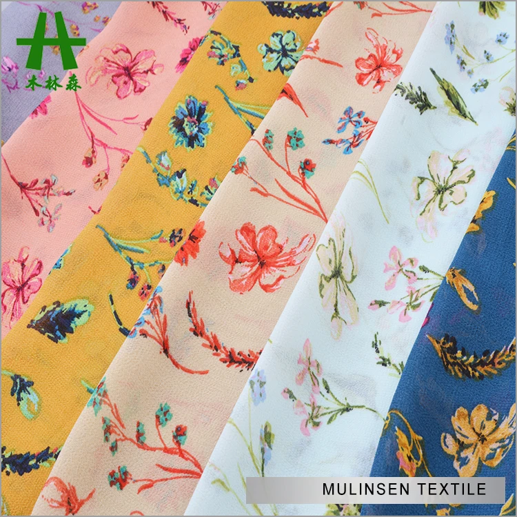 Mulinsen Textile Cheap Woven Printed Twisting 100% Polyester Fabric Chiffon