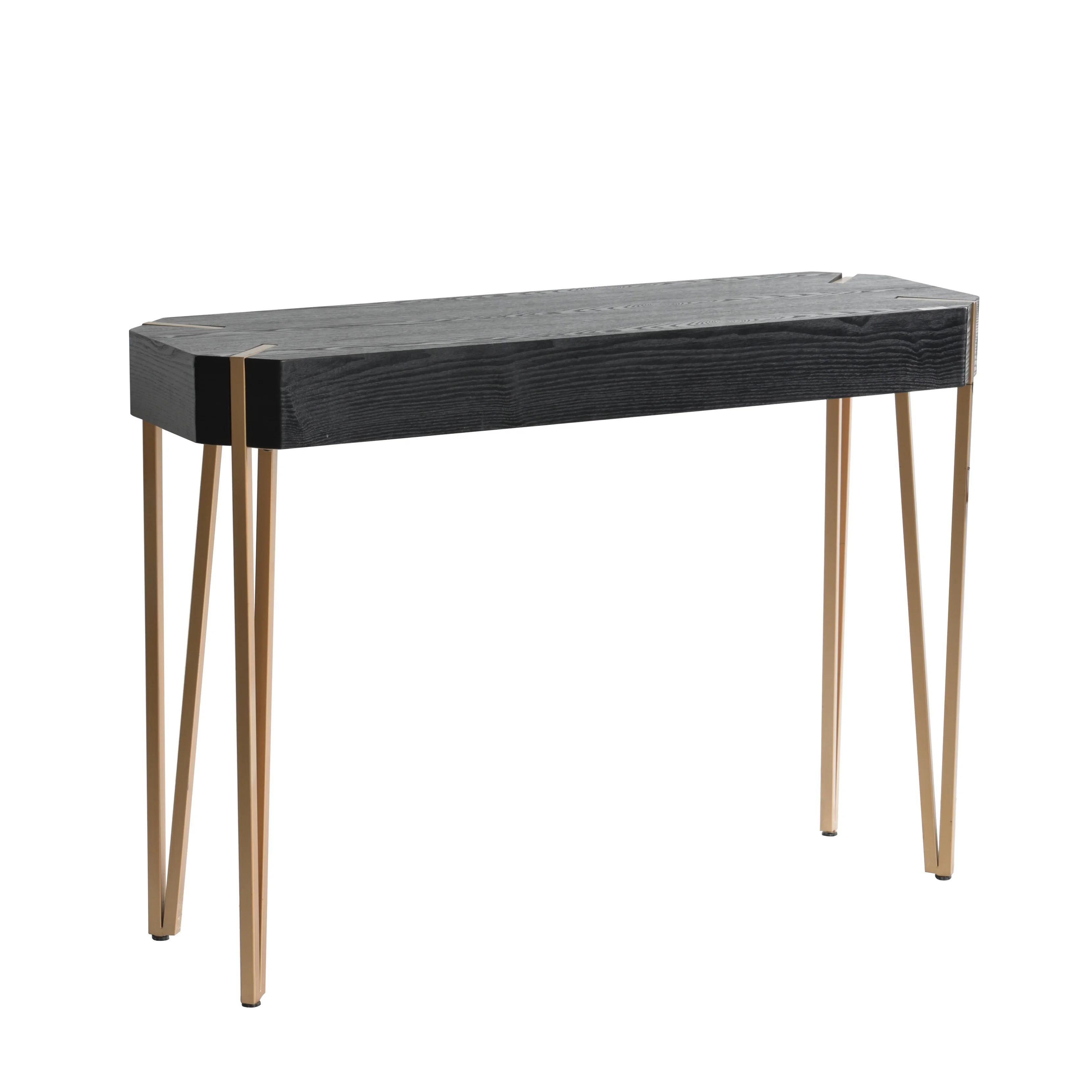 Mayco Entryway Modern Design Side Narrow Metal Wooden Black Console Table