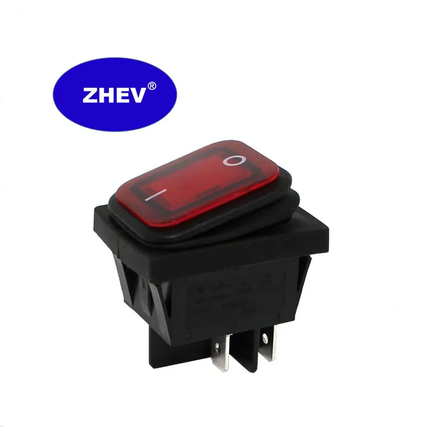 4 Pins KCD4-201 Waterproof Rocker Switch With LED 30x22mm 16A 250V