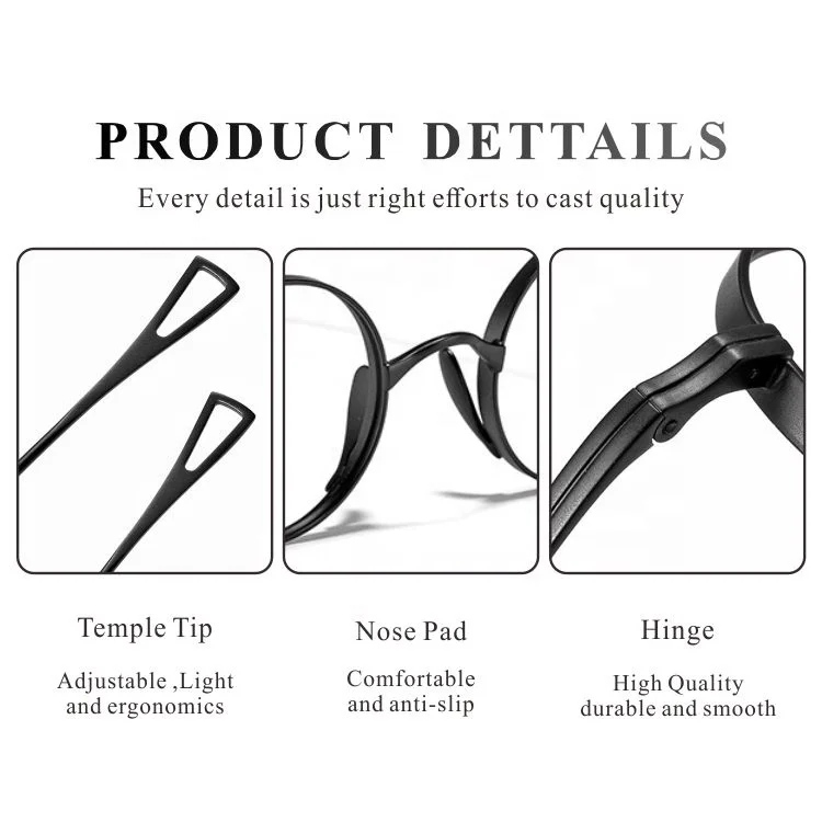 Shenzhen Retro High Quality Titanium Round Eyeglasses Eyewear Memory Titanium Chunky Round Optical Frame Spectacle Eye Glasses
