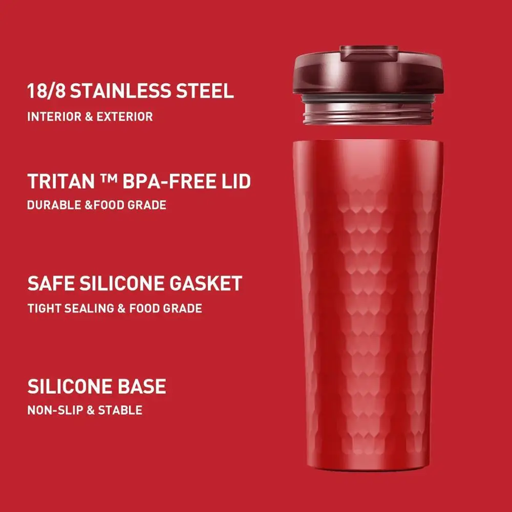 
16oz Double Wall Vacuum Insulated Stainless Steel Travel Coffee Cup Tumbler Mug with Screw Lid Spill Proof Coffee Mug Thermo 