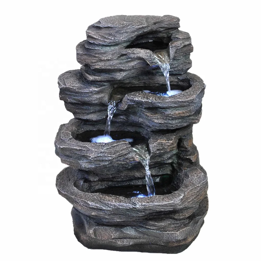 indoor resin natural water fountain rockery cascade tabletop waterfall