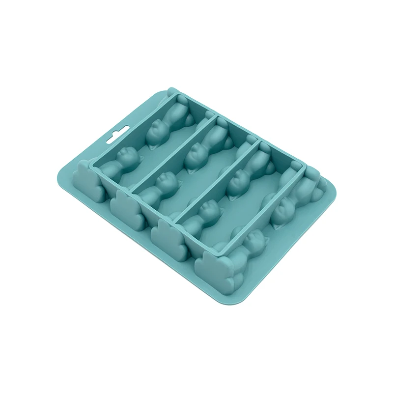 3D Cute 8 Cavity Creative Animal Cat Lover Cocktail Whiskey Cube Ice Maker Cat Shaped Silicone Ice Tray