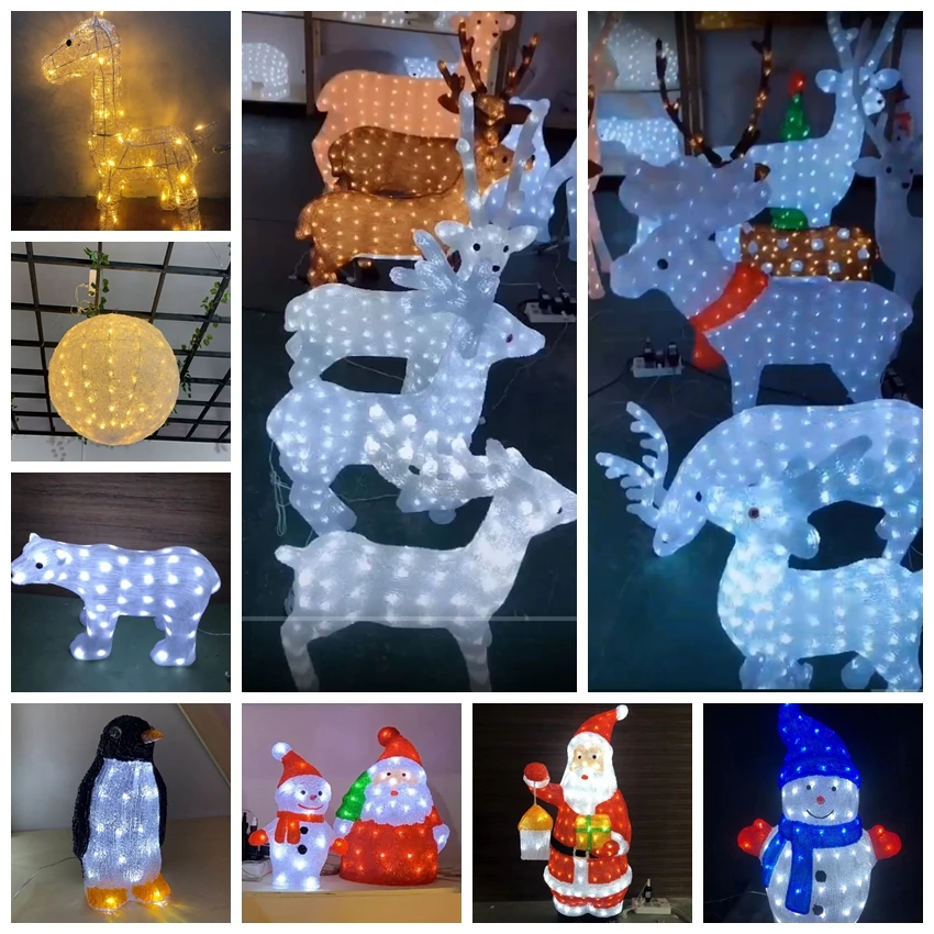 Outdoor Waterproof Garden Street Park Led Christmas Decor Acrylic Brown 3D Polar Snow Bear Motif Silhouette Figure Lights