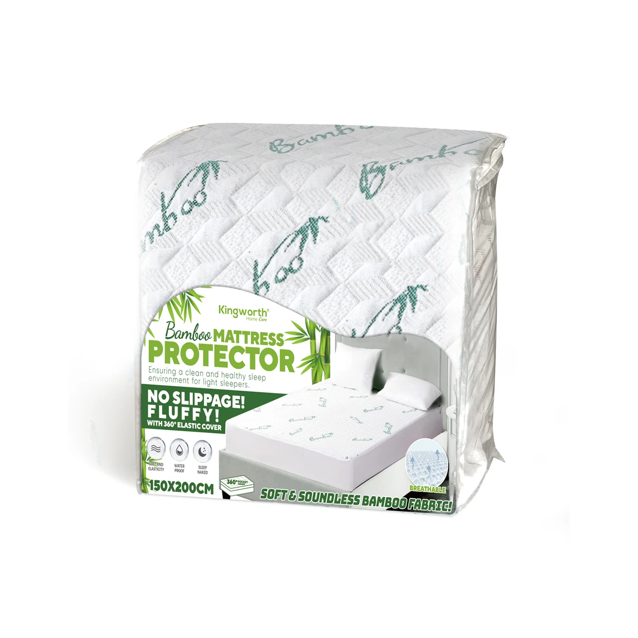 Kingworth Waterproof Topper Bedroom Furniture Bed Bamboo Mattress Topper Mattress Protector