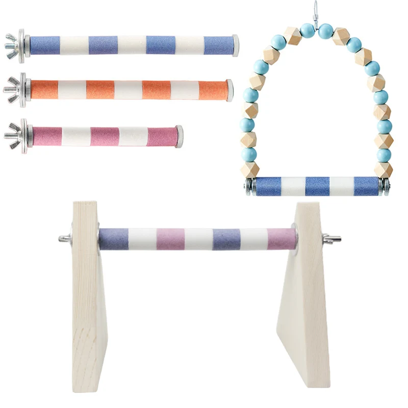 Wholesale Pet Accessories Parrot Standing New Material natural sand Bird Toys Desktop Stand Bird Swing Swing Perch Stand
