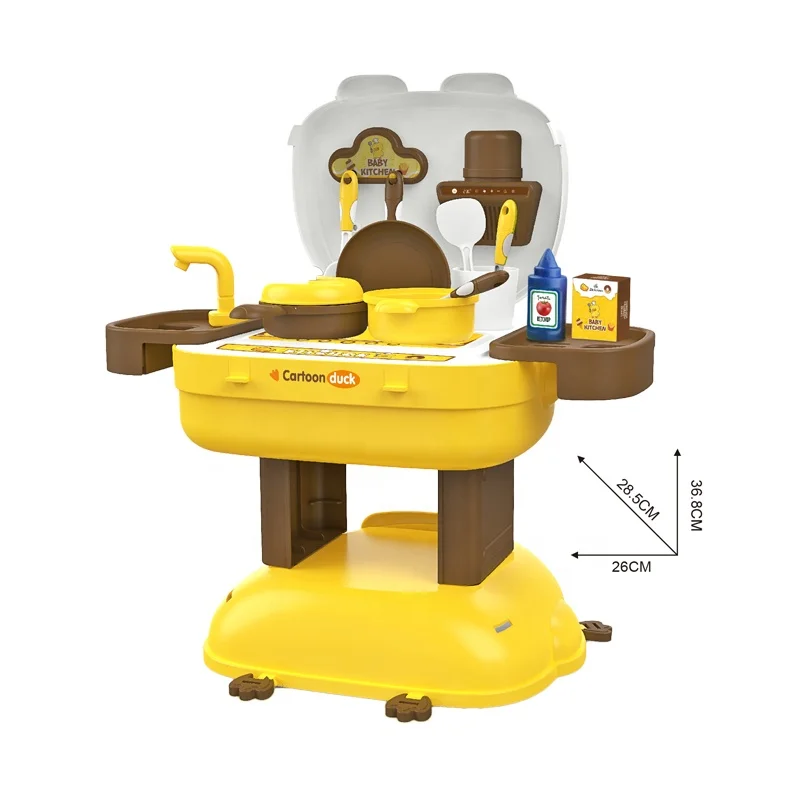 Play House Toy 36PCS Pretend Play Kitchen Cook Toy Blocks Table 3 In 1 Cooking Plastic Mini Kitchen Toys For Kids