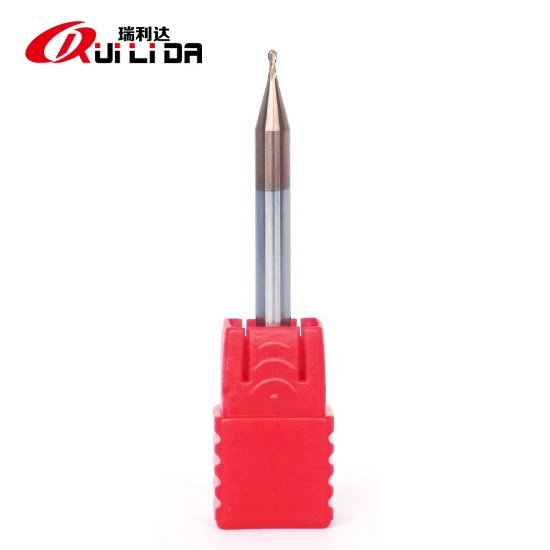 RLD high quality HRC55 2 flutes  ball nose 1mm end mill R0.5x50mm cnc milling cutter for steel