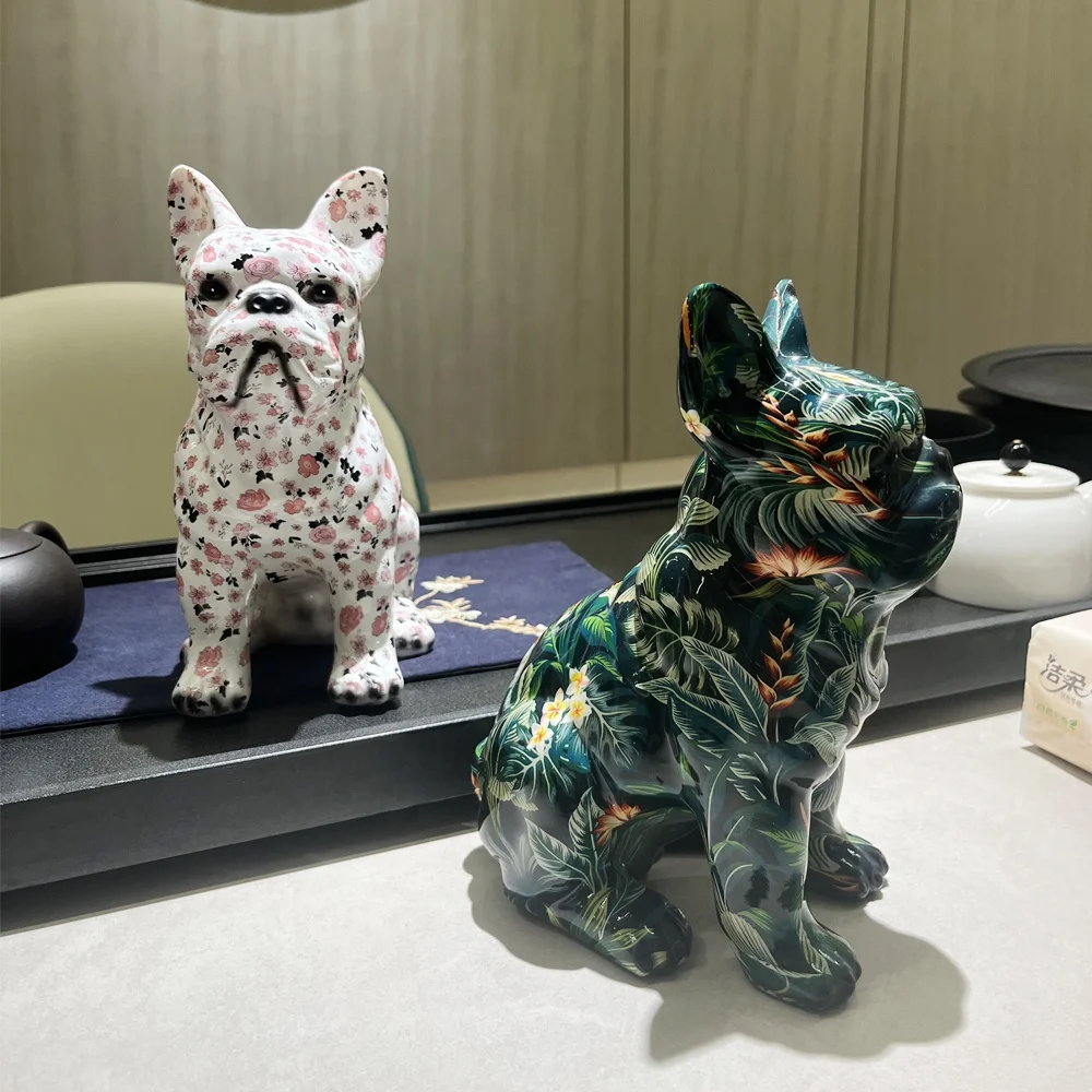 Креативное домашнее украшение для гостиной, книжный шкаф, полимерные украшения для собак, статуя французского бульдога