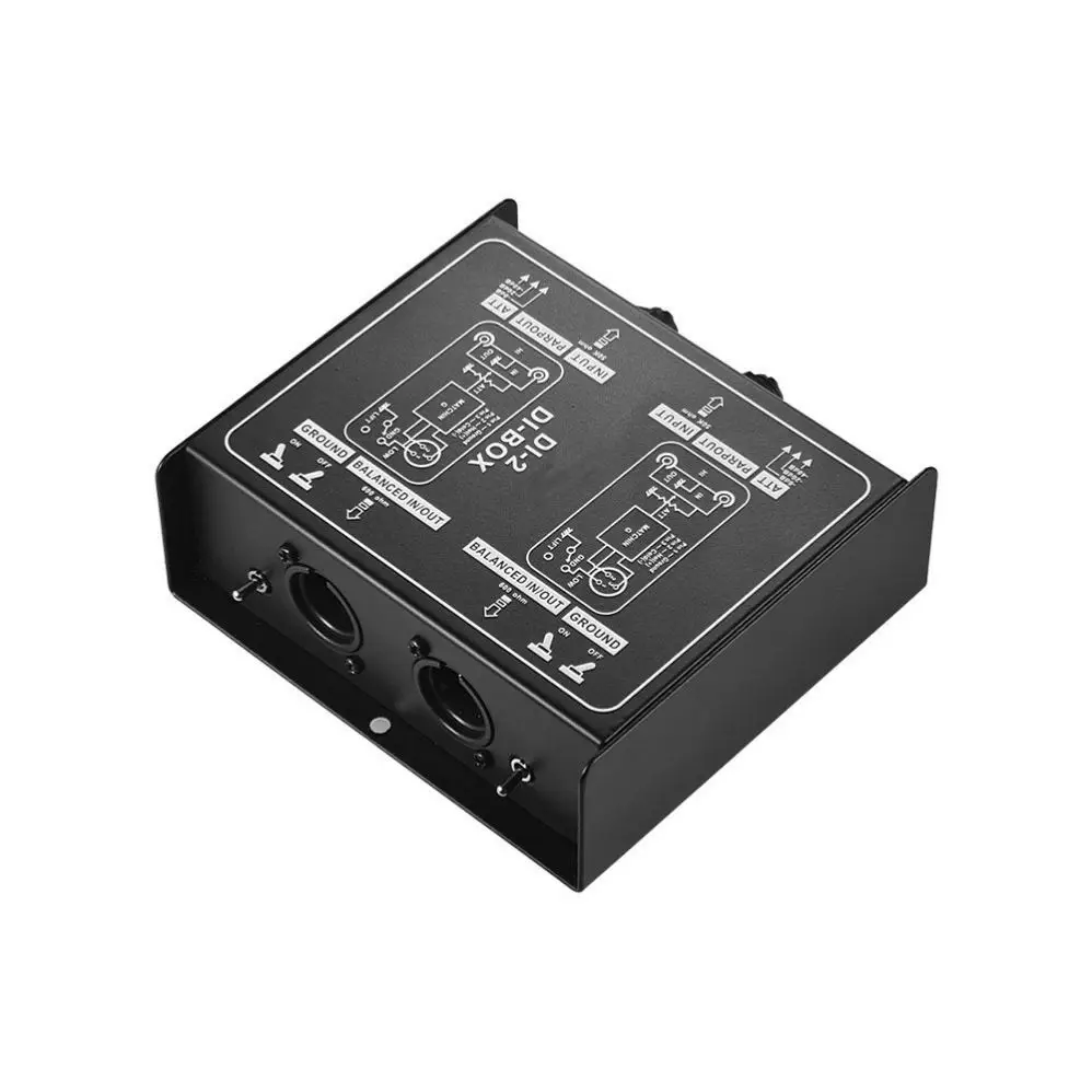 Professional Dual Audio Converter Passive Direct Box DI Box With Low Noise for Guitar Bass DI TRS 2 Channel