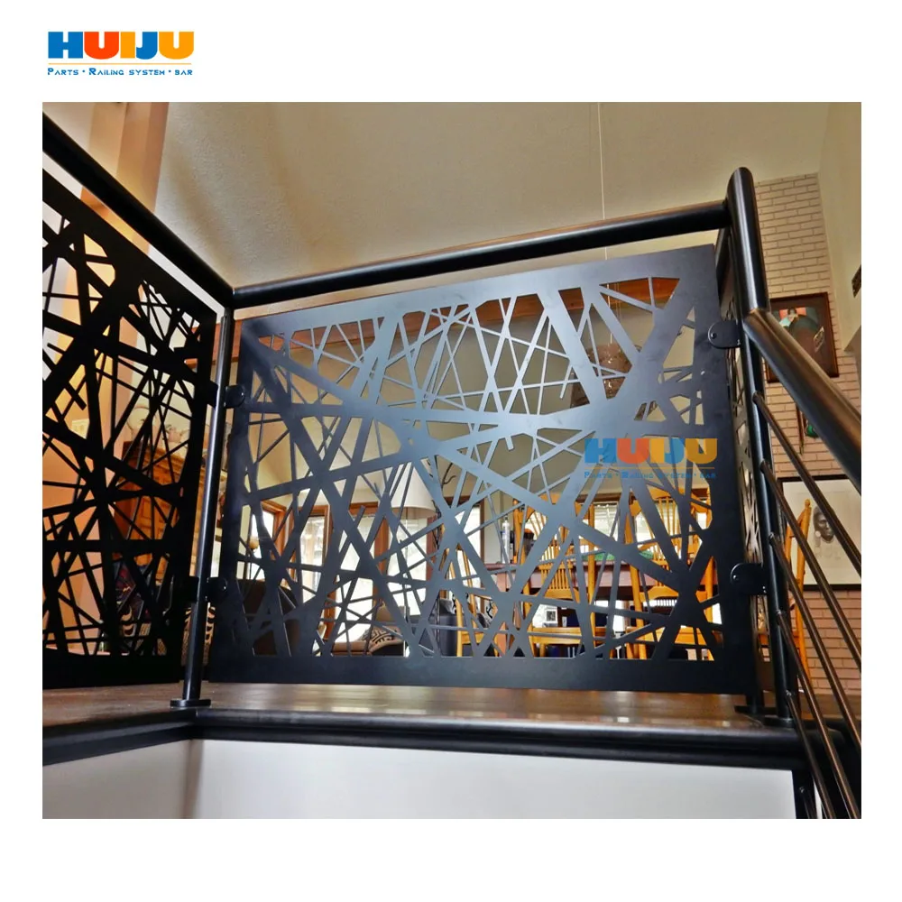 HJ Customized Customized laser cut Aluminum/Brass guardrail carved balustrade luxury stair railing