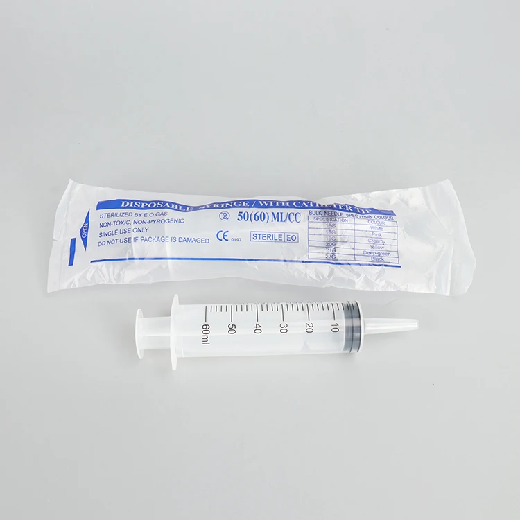 Medical Disposable Saline Flush Syringe Irrigation Syringe 50ml 60ml 100ml 150ml 200ml 250ml Enteral Feeding Syringe