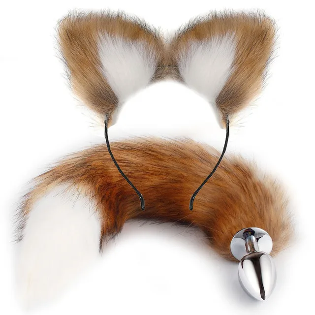 Fox Tail Anal Plug with Hairpin Bdsm Toy Flirting Metal Butt Plug Tail Sex Toys for Woman Man Couples Cosplay Adult Game Shop