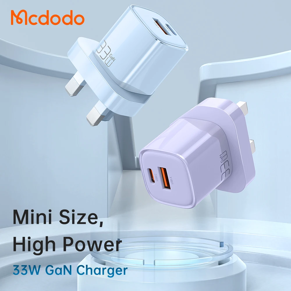 NEW UK Plug Mini 33W 30W USB C Charger Colorful Travel PD PPS Charger Block Dual Ports Type-C + USB Wall Adapter