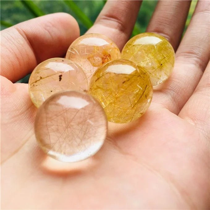 Высокое качество Рок камень натуральный кристалл золото волос хрустальный шар рутиловый кварц браслет мяч для подарка